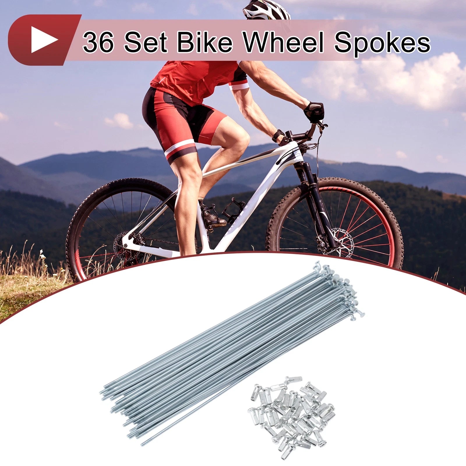 Bicycle Spokes 205mm Set for 12G Wheel 45 Steel Galvanized (Silver)