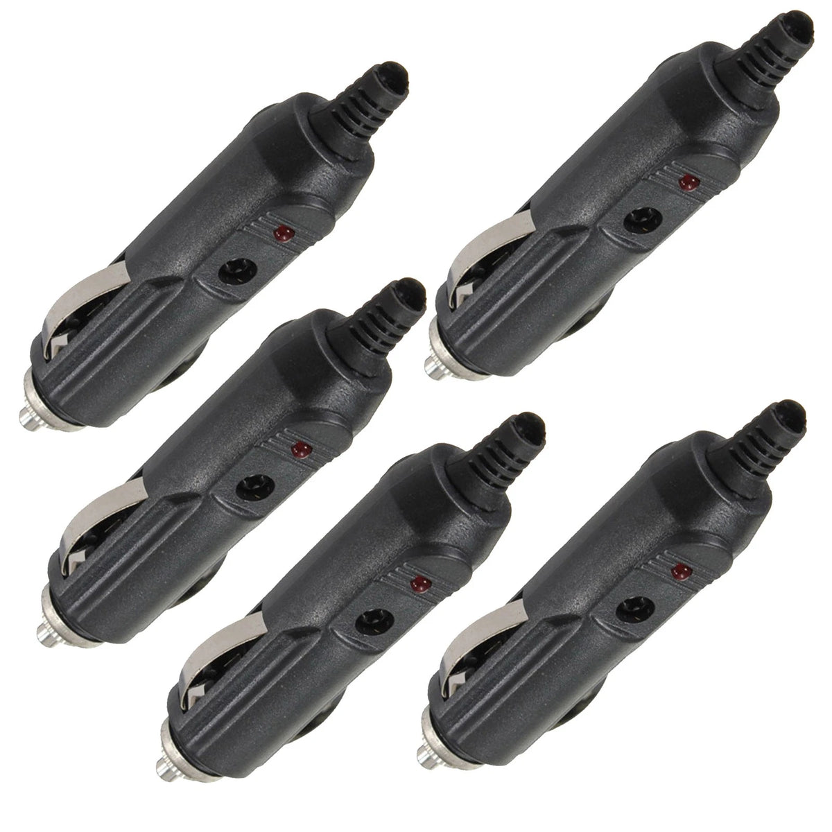 5Pcs 12V Male Cigarette Lighter Socket Plug Connectors with Fuse LED