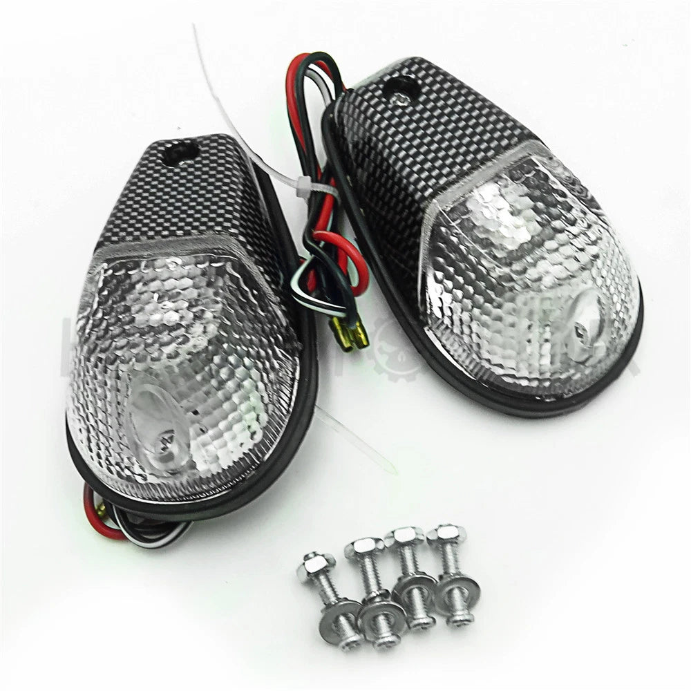 Flush Mount Motorcycle Turn Signals for Universal (Carbon Clear)