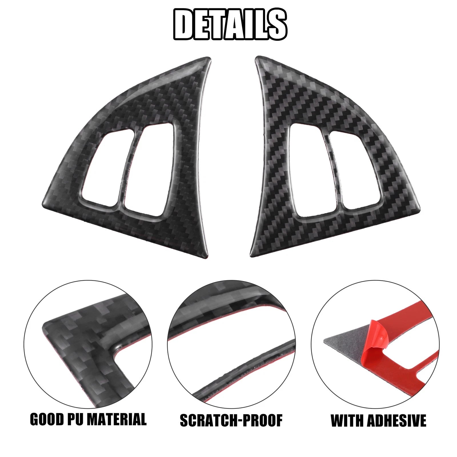 2 Pcs Steering Wheel Cover Trim Carbon Fiber Pattern for BMW X5 E70 (2007–2013)