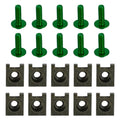 10x Aluminum M6x20mm Screen Bolts & Spring C Clips for Kawasaki