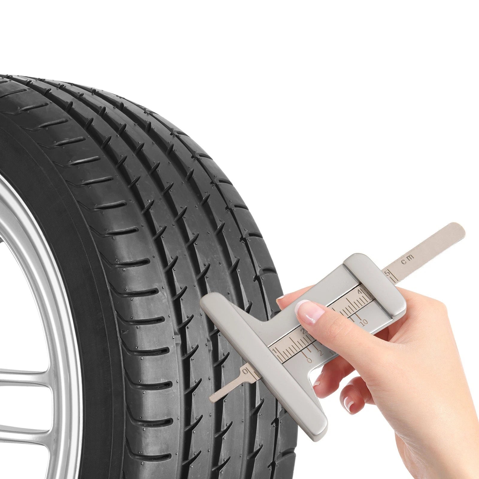 Tire Pattern Ruler with Vernier Caliper Design for Precise Depth Checks