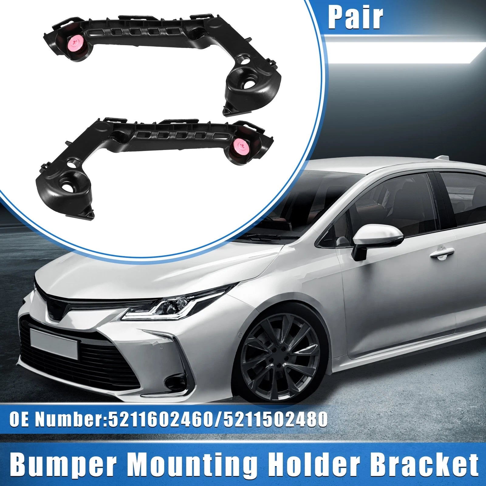 Bumper Mounting Support Bracket Pair Replacement for Toyota Corolla (2019–2021)