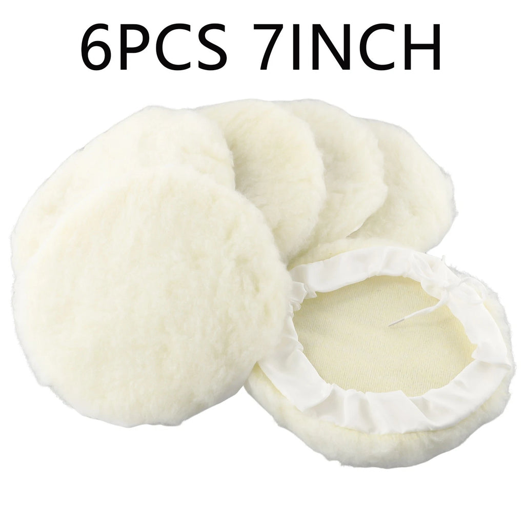 6X 7-Inch Lambs Wool Bonnet Buffing Wheel Pad for Polisher