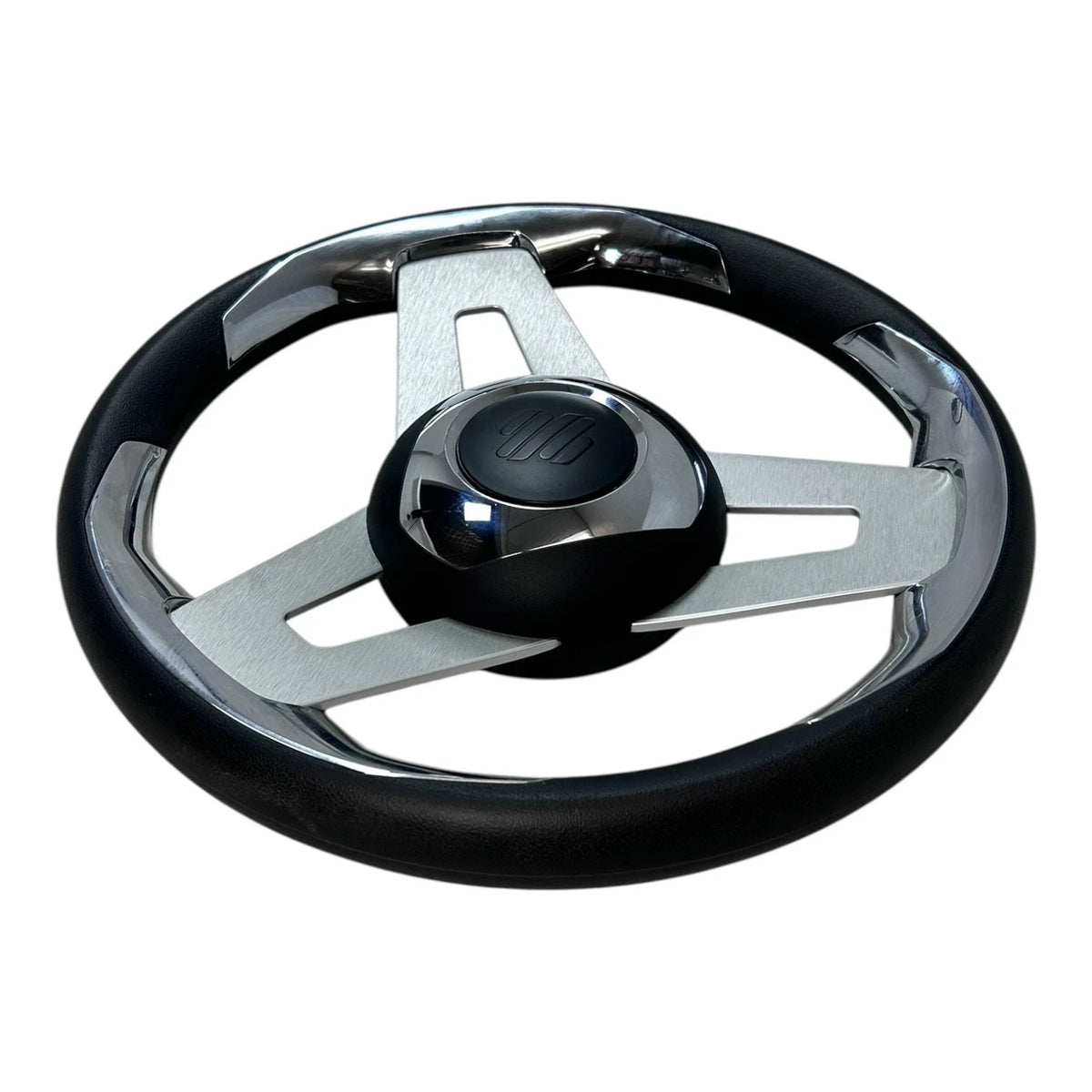 Uflex Black & Chrome Aluminum Steering Wheel for Universal Fit (13.75")