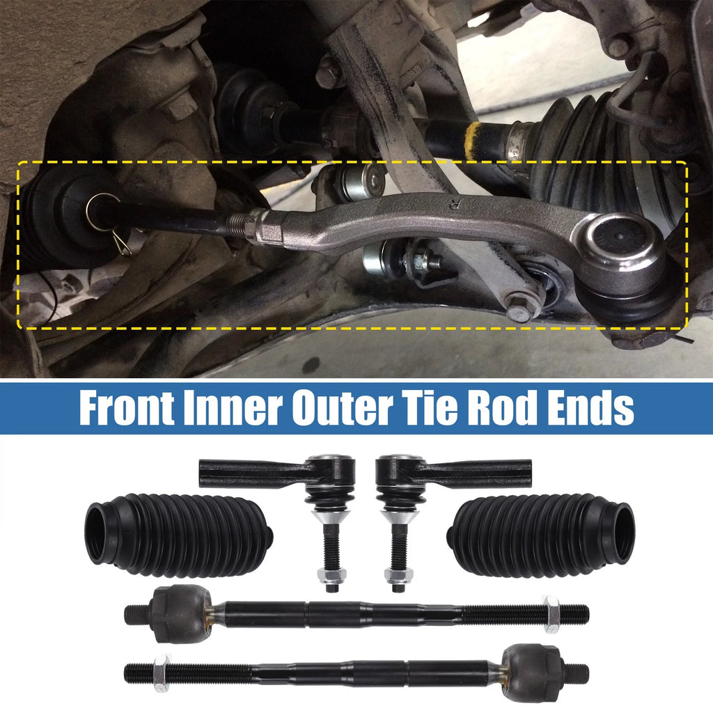 6pcs Front Inner Outer Tie Rod End Links for Ford Taurus (2013–2017)