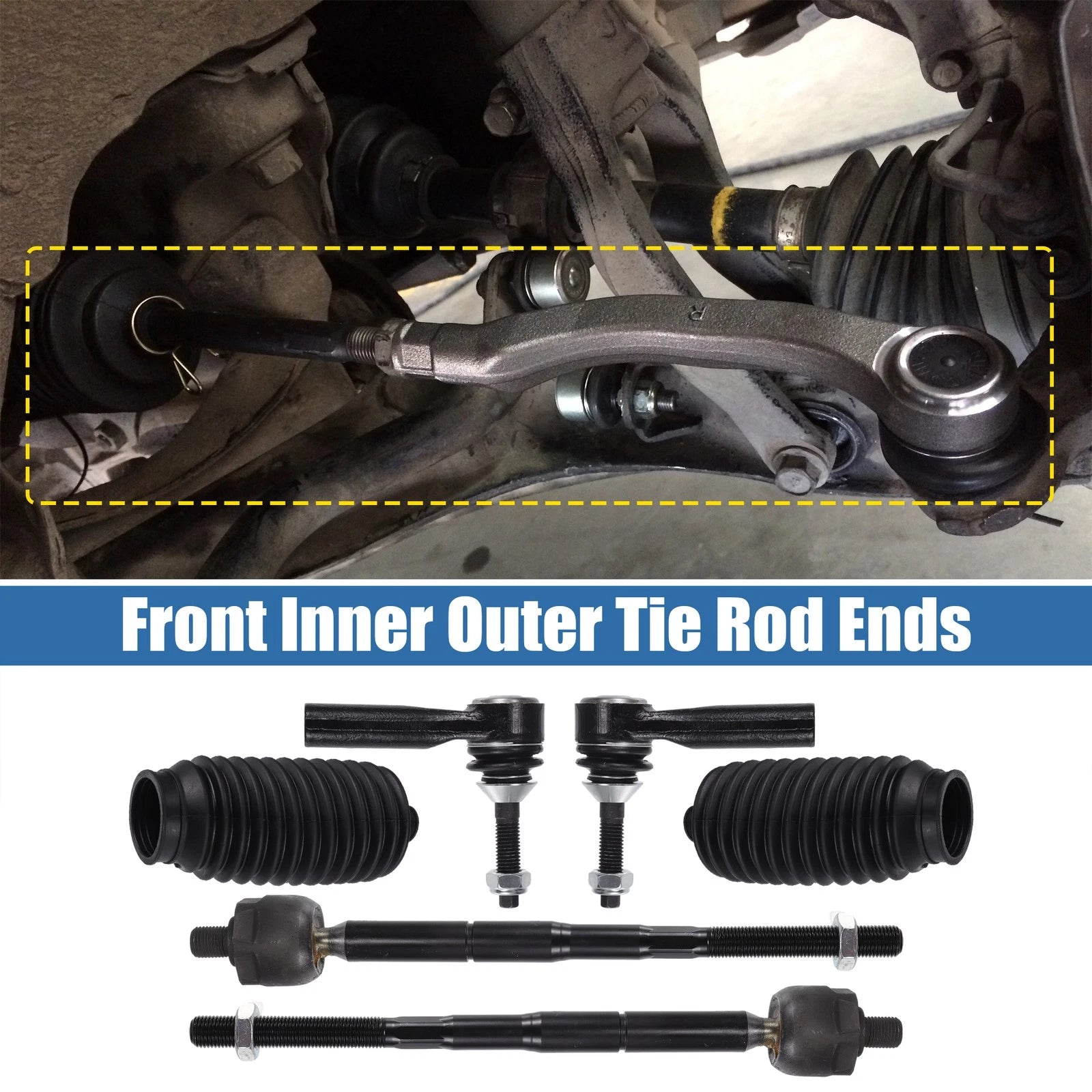 6pcs Front Inner Outer Tie Rod End Links for Ford Taurus (2013–2017)