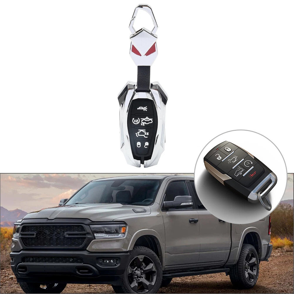 1x Remote Key Shell Case for Dodge Ram 1500 (2019–2024) - Silver, 6 Buttons