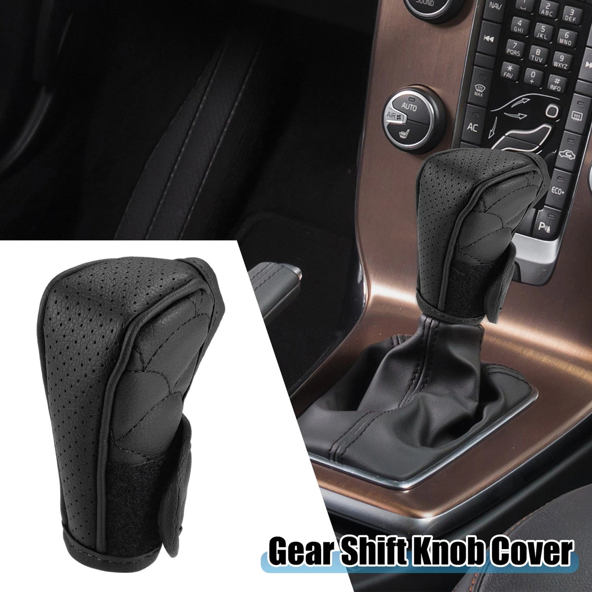 Shift Knob Cover for Universal Vehicles - Breathable Faux Leather Black