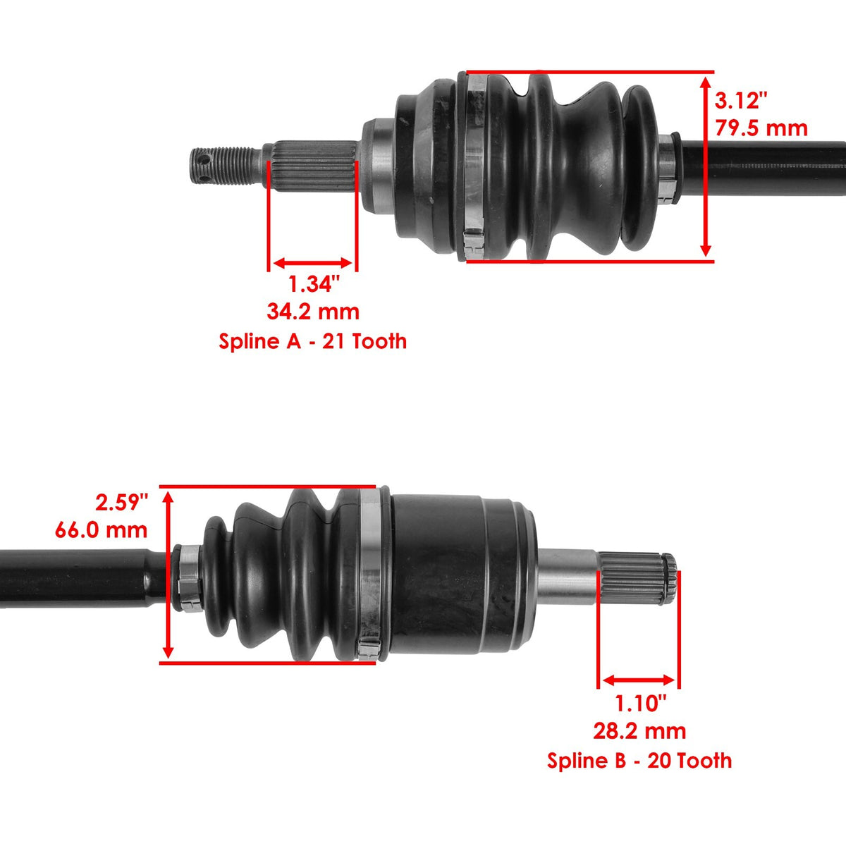 Front Left Right CV Axles Replacement for Honda Rubicon 500 TRX500FA (2001–2004)