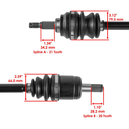 Front Left Right CV Axles Replacement for Honda Rubicon 500 TRX500FA (2001–2004)