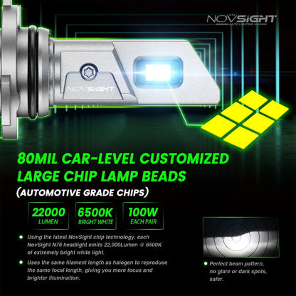 2X LED Headlight Bulbs H4 H7 H11 9012 9005 9006 100W 22000LM 6500K