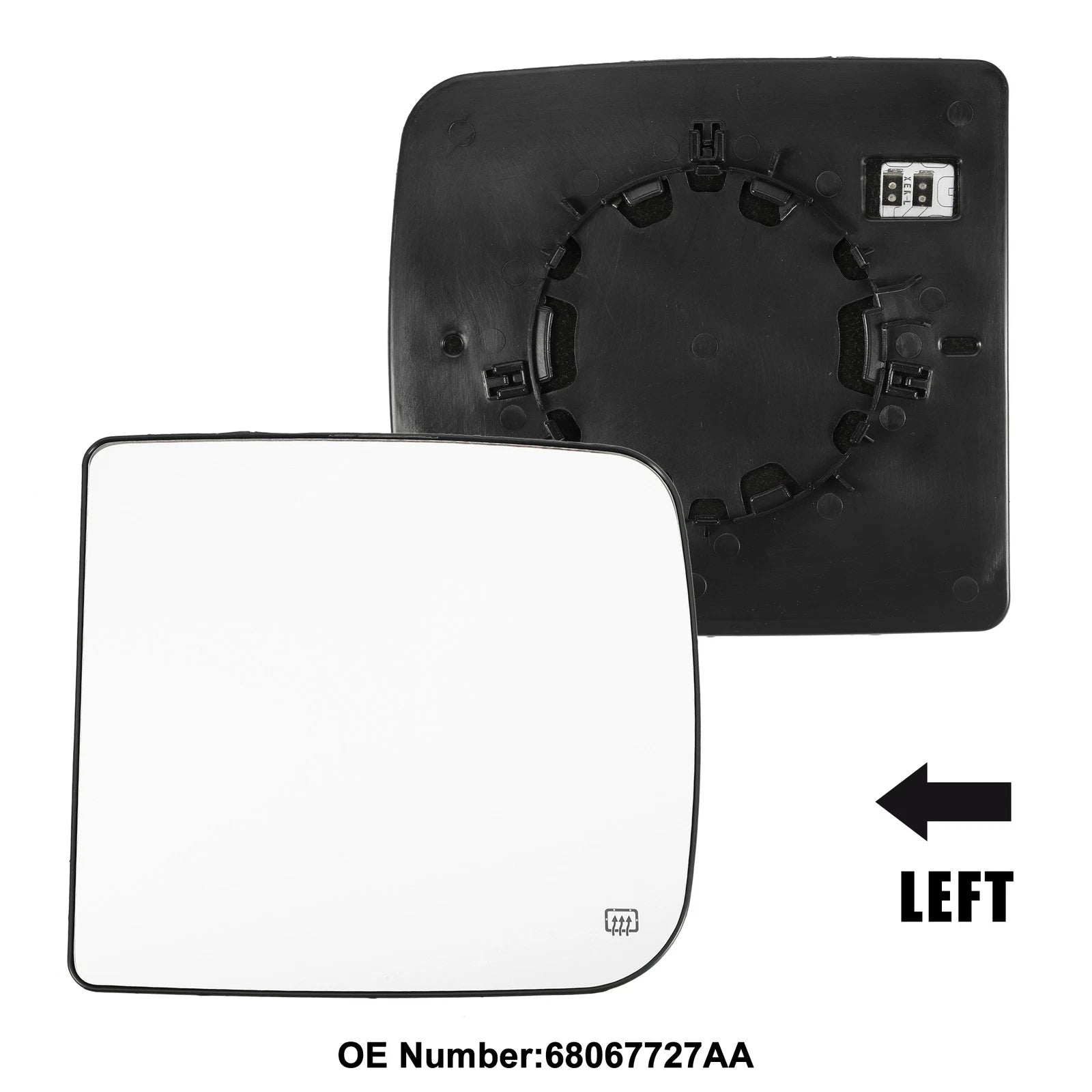 Left Side Towing Mirror Glass Replacement for Dodge Ram 1500 2500 3500 (2010–2024)