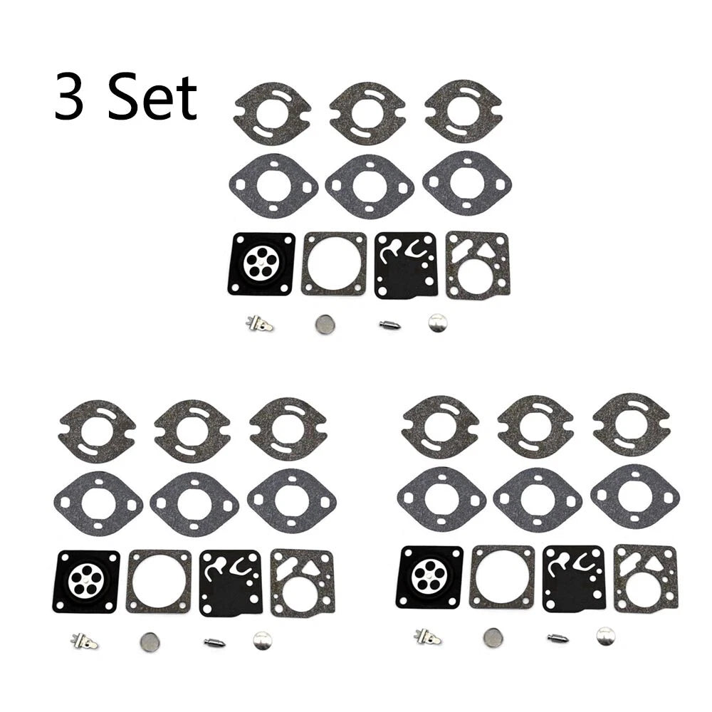 Set of 3 Carburetor Rebuild Kits for Tecumseh TC200 TC300 Tillotson RK21 HU