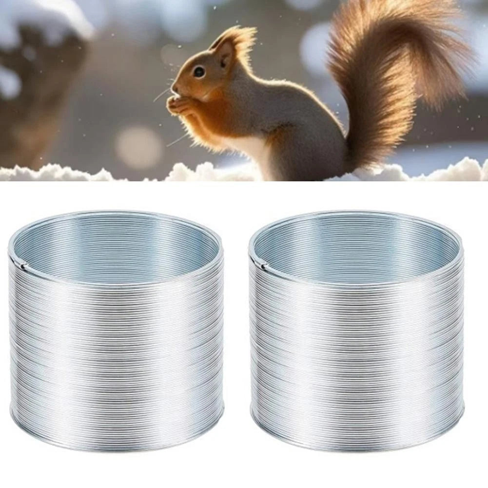 2X Metal Spring Guards for Bird Feeder Poles Squirrel Protection Silver
