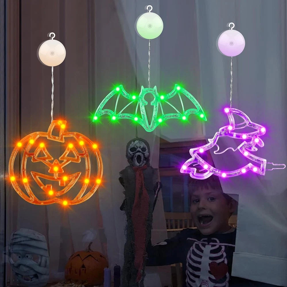 3pcs Halloween Lights Decorations Light Up Decorations with Suction Cup & Hooks