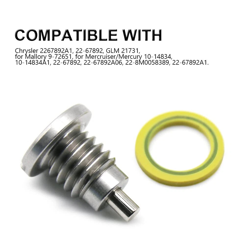 Set of 2 Magnetic Outdrive Drain Plug & Gasket for MerCruiser (22-67892A06, 22-8M0058389)