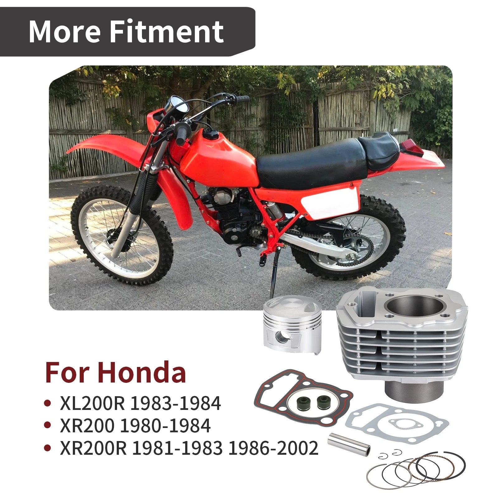 Cylinder Piston Gasket Top End Rebuild Kit for Honda XR200 XR200R (1996–2002)