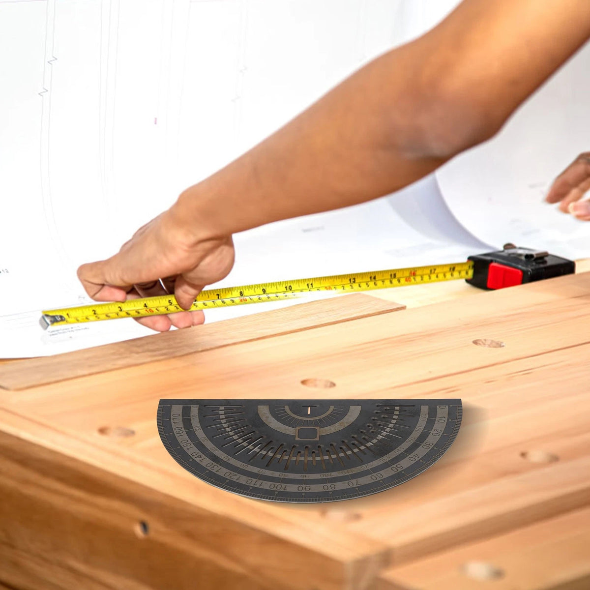 Protractor with Clear Markings for Engineering and Woodworking Applications