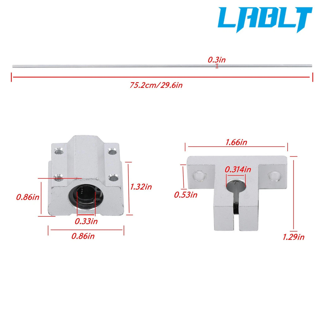 2X Linear Motion Rail Shaft 8×750mm for SCS8UU & SK8 Support (Compatible)