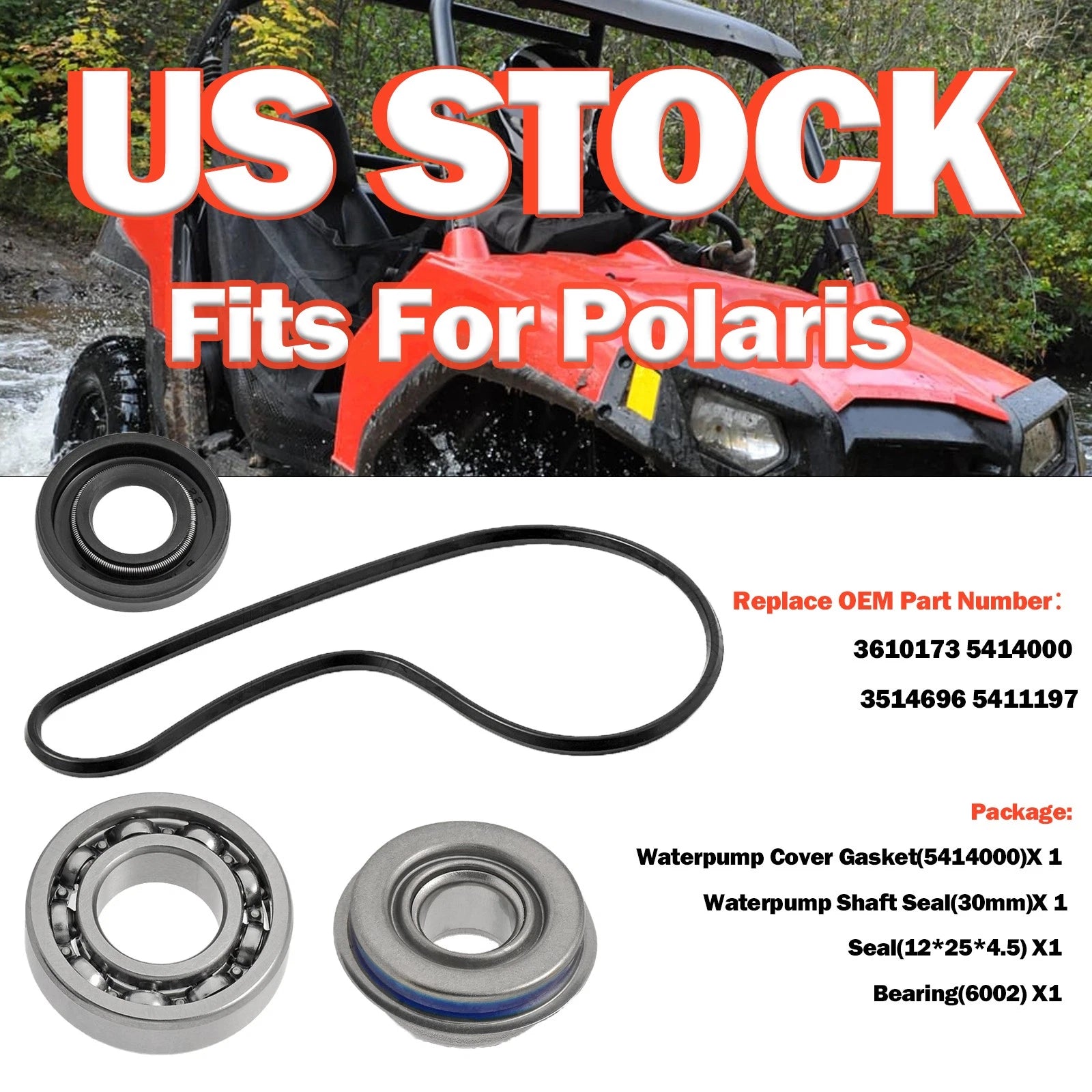 Water Pump Rebuild Kit for Polaris Sportsman 450 570 (2015–2022) 3610173 AT-10082