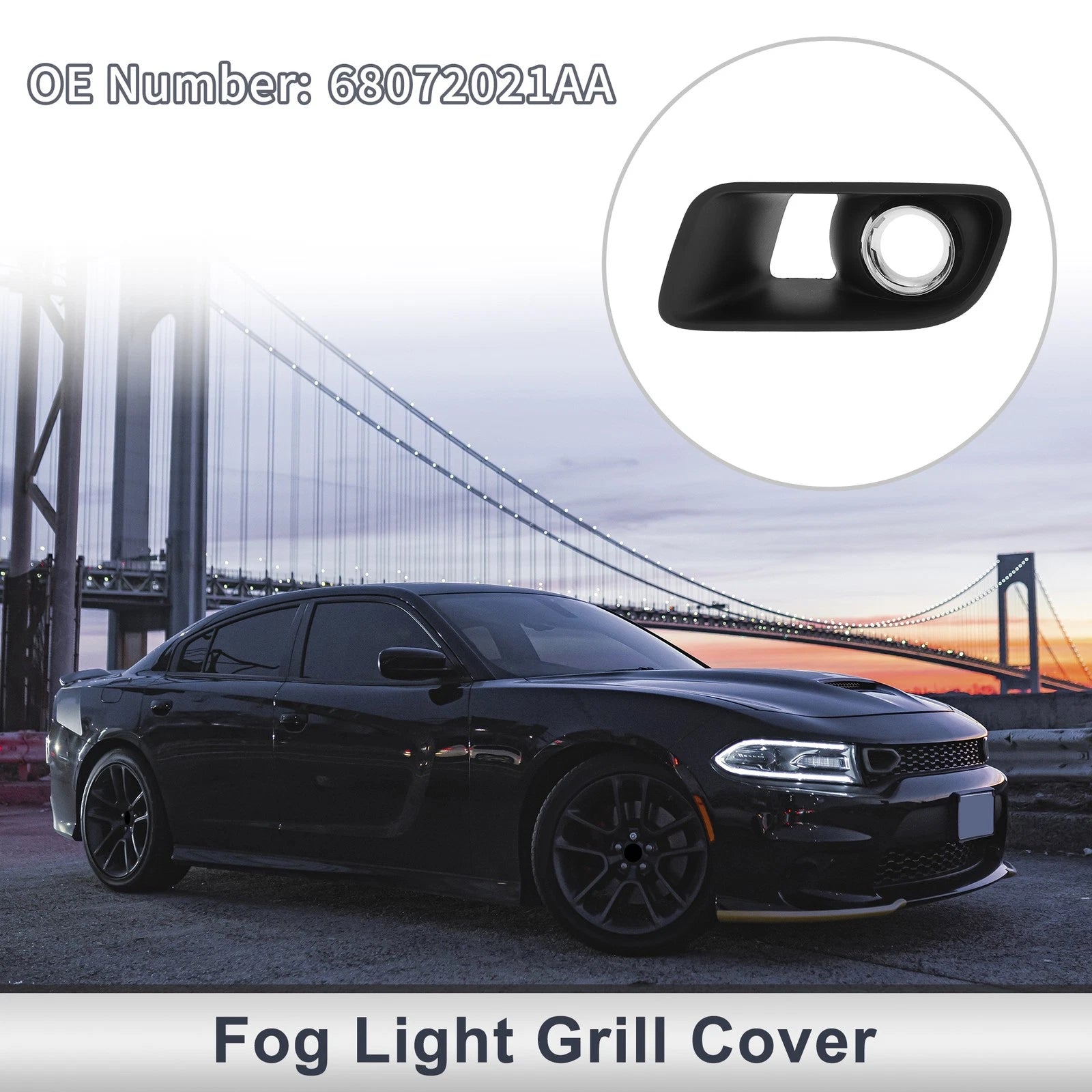 Left Front Fog Light Grill Replacement for Dodge Charger (2012–2014)