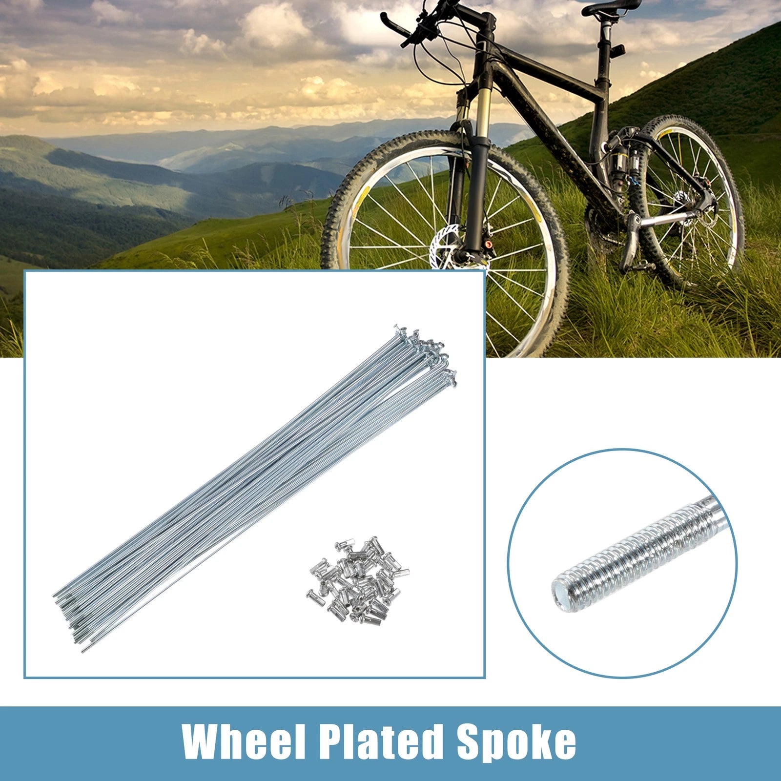 36pcs Bicycle Spokes J Bend Galvanized 11.34 in with Nipples for 13G