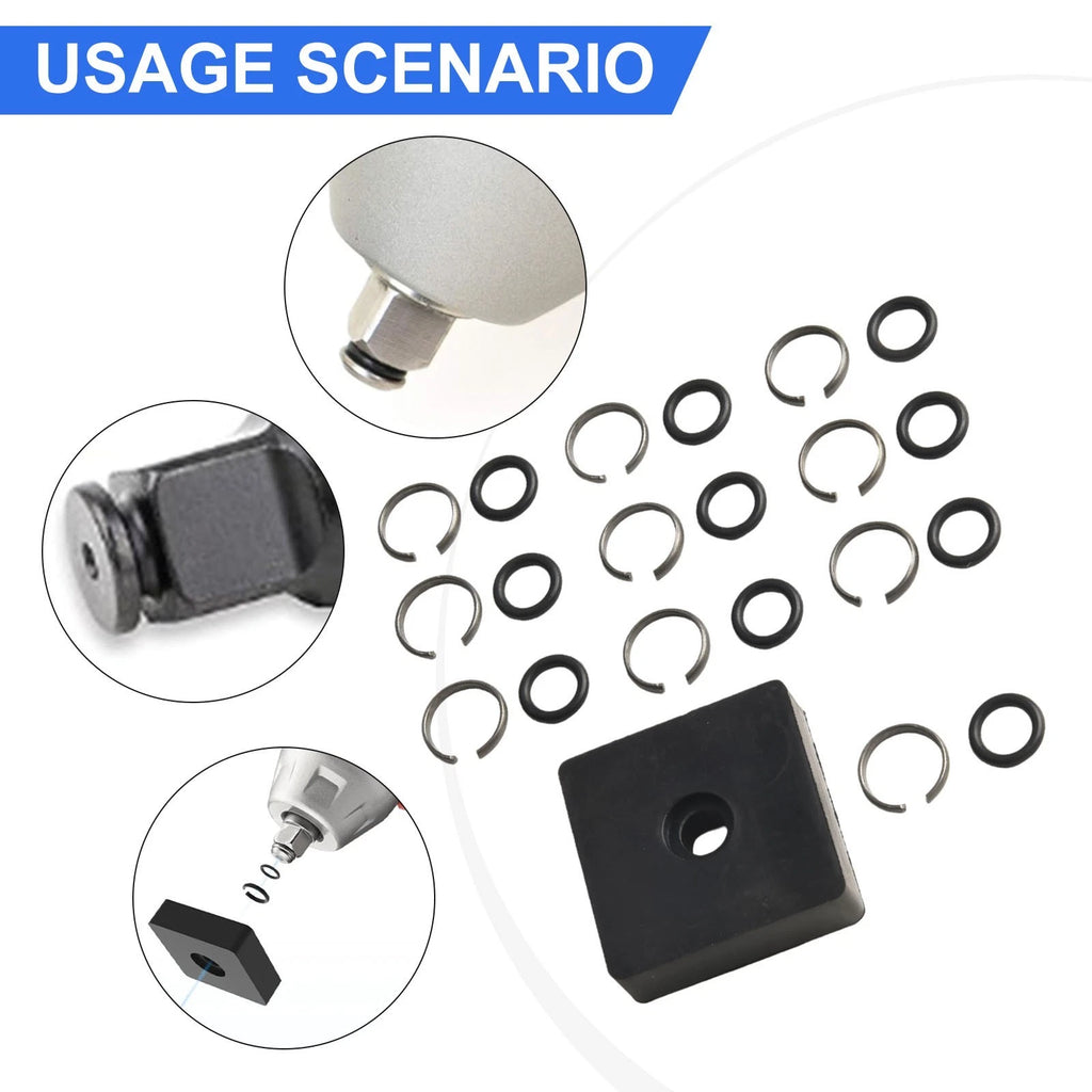 Set of 10 Retaining Ring Clips with O Ring for Pneumatic Tools