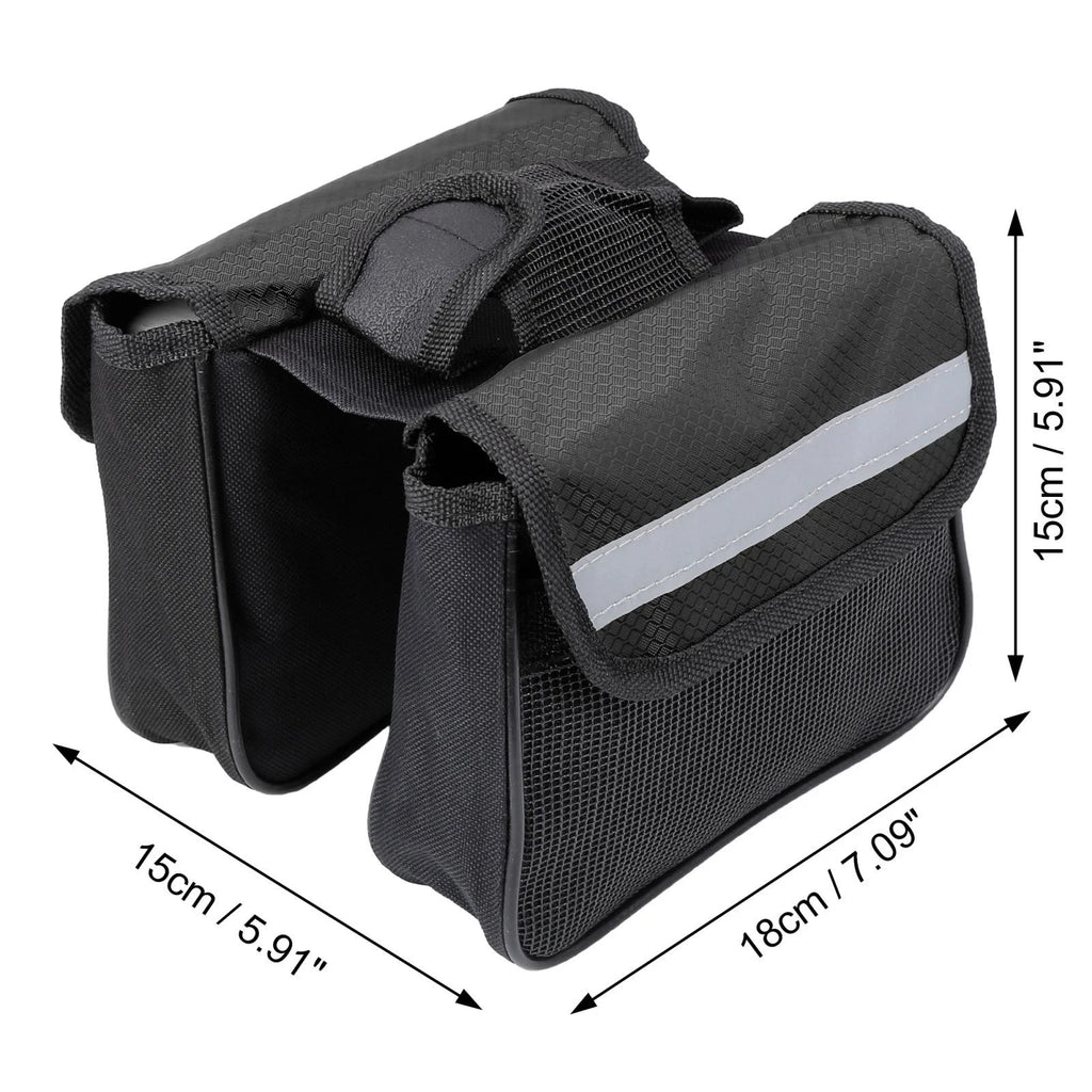 Bike Saddlebag Frame Bag Tool Pouch for Bicycle Black (18–15–15cm)
