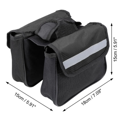 Bike Saddlebag Frame Bag Tool Pouch for Bicycle Black (18–15–15cm)