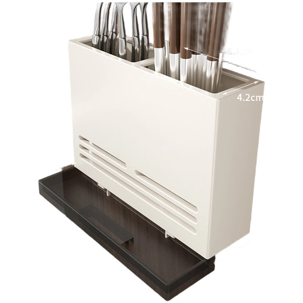 Cutlery Holder with Drain Tray & Chopstick Organizer for Kitchen