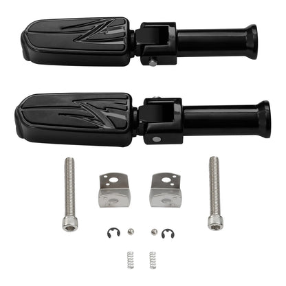 Black Rear Footpegs Footrest with Brackets for Harley Softail (2018–2024)