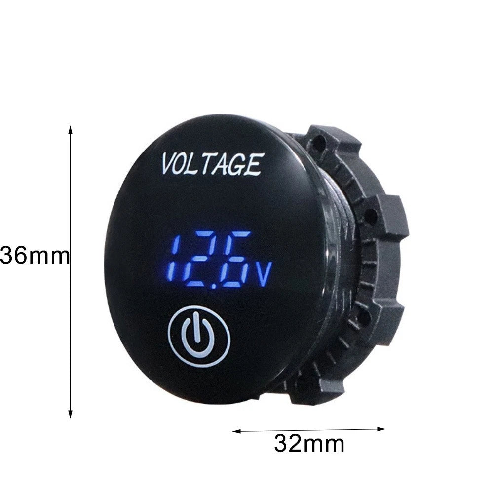 12 24V DC LED Voltmeter with Touch Switch for Battery Voltage Monitoring