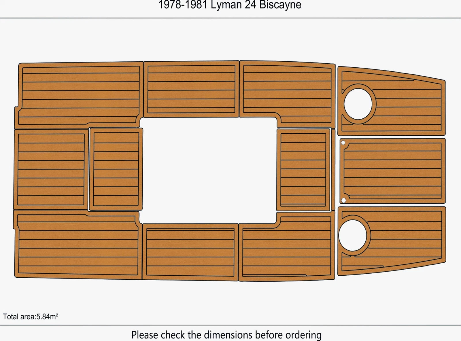 EVA Pad Teak Flooring Mat for Lyman 24 Biscayne (1980)