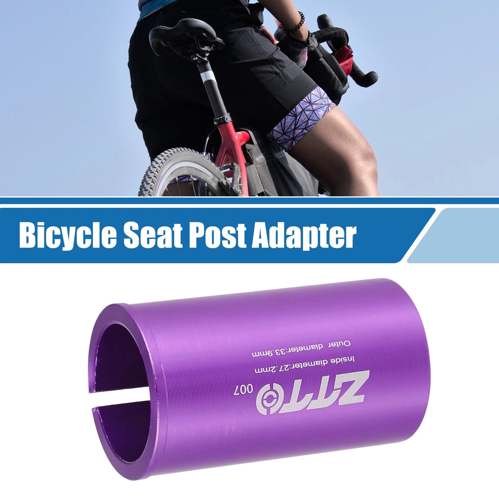 Seat Post Adapter 27.2mm ID 33.9mm OD for Bicycle Durable Purple (—)