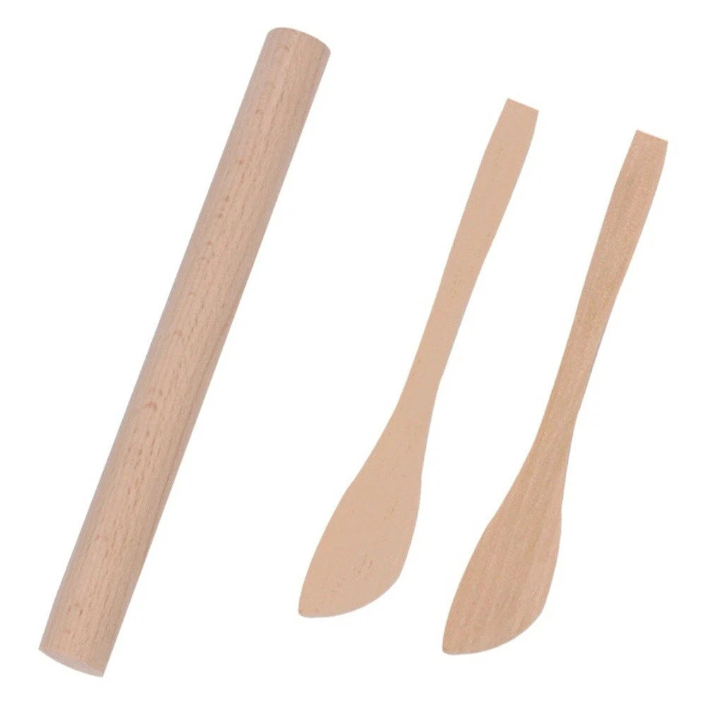 3X Wooden Rolling Pin Set for Dumpling Making (Kitchen Tools)