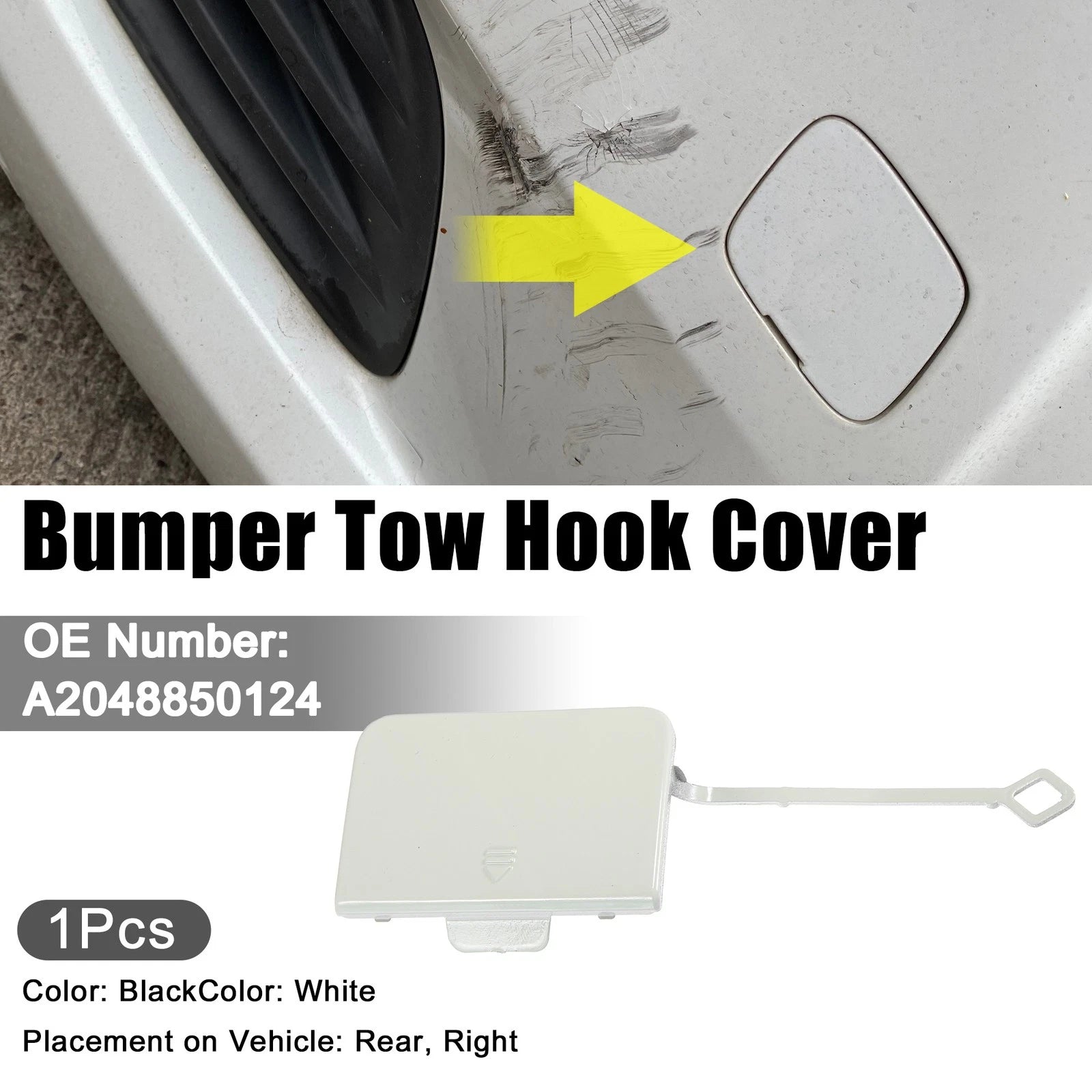 Front Right Tow Eye Hook Cover Cap Replacement for Mercedes-Benz C 350 (2015–2021)