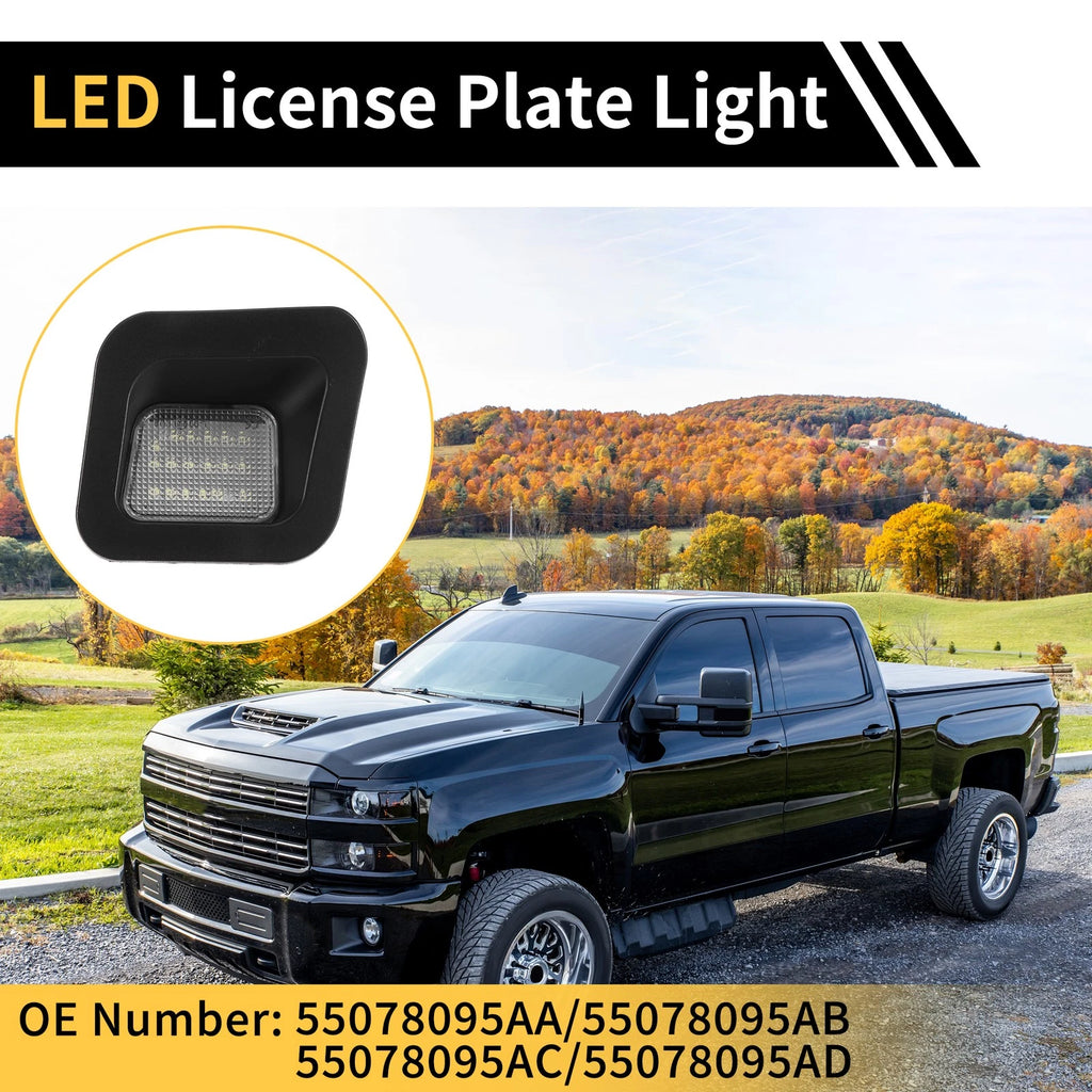 2pcs License Plate Light Replacement for Dodge Ram 1500 2500 3500 Clear Lens (2009–2020)