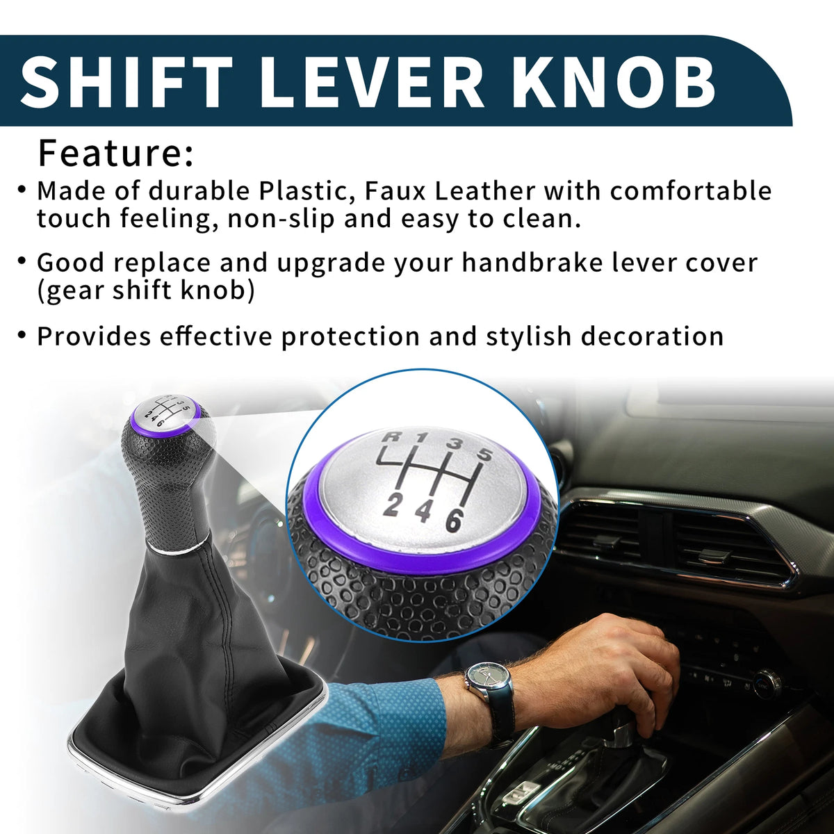 6 Speed Shift Knob with Boot Cover No.1J0711113EG for VW Bora (1999–2005)