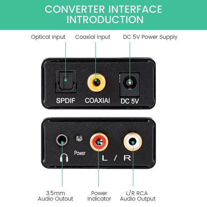 ABS Digital Fiber Optical Coaxial to Analog 3.5mm Audio L/R Converter Adapter