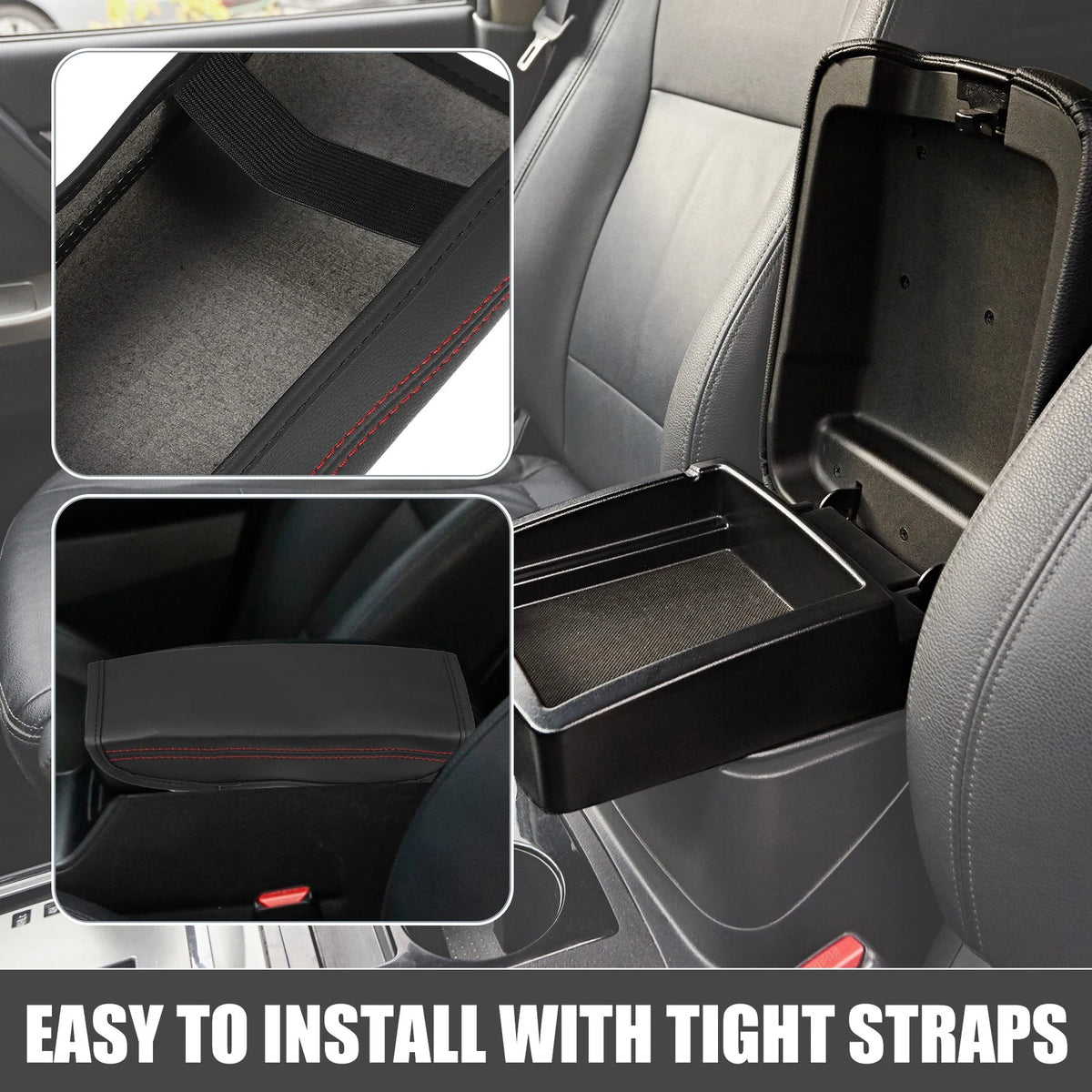 Center Console Armrest Cover for Hyundai Tucson (2016–2021) Black Red