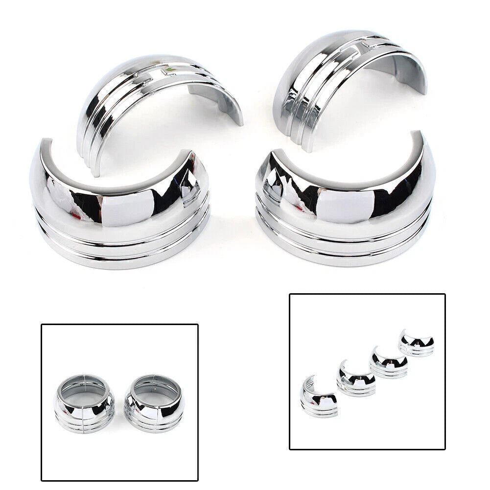 Set of 2 49mm Chrome Fork Boot Covers for Harley FXD (2006–2017)