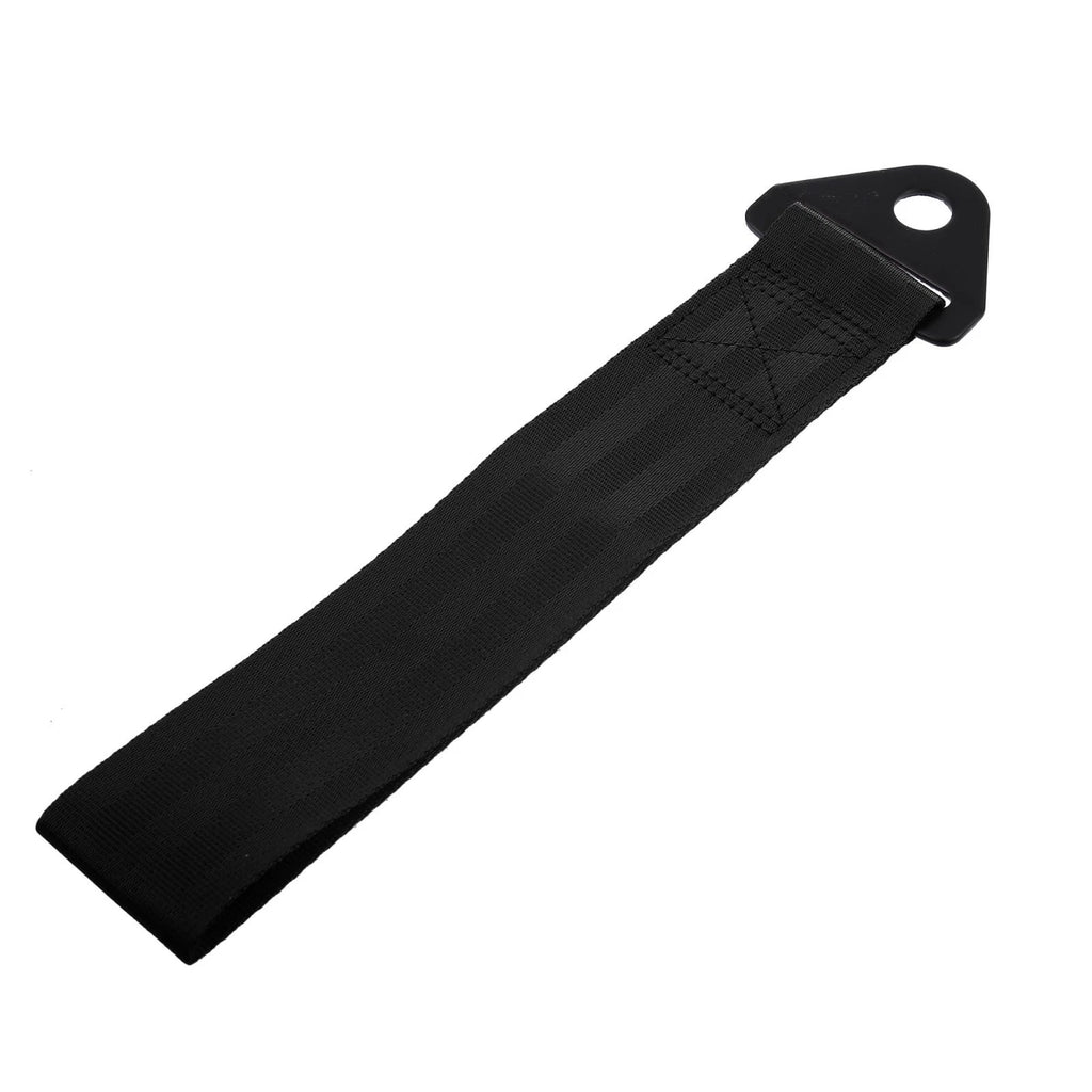 Set of 2 Front Bumper Tow Strap Trailer Belt with Hook - Black