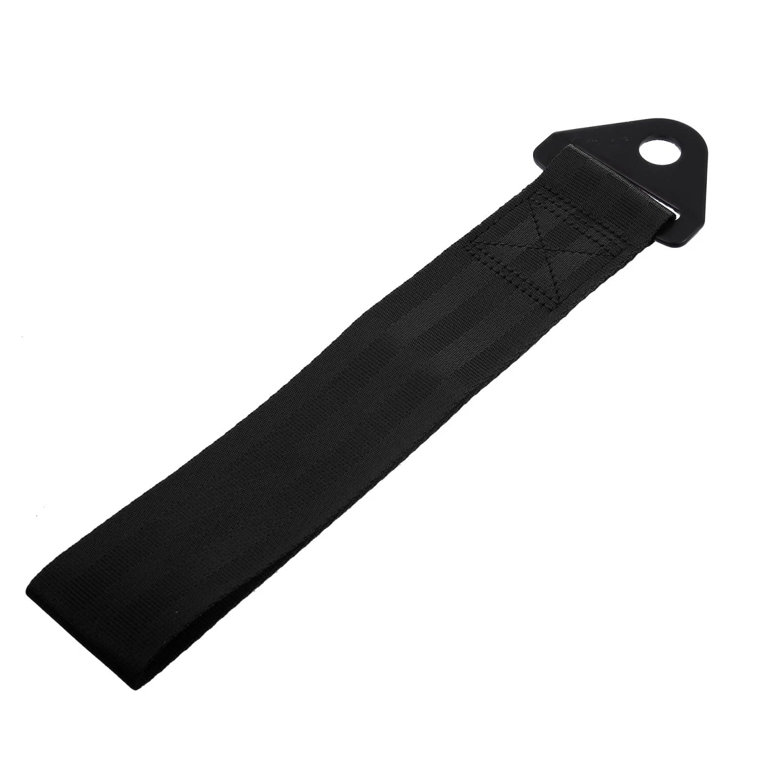 Set of 2 Front Bumper Tow Strap Trailer Belt with Hook - Black