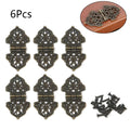 Set of 6 Antique Bronze Hollow Flower Hinges for Wooden Box Door Cabinet