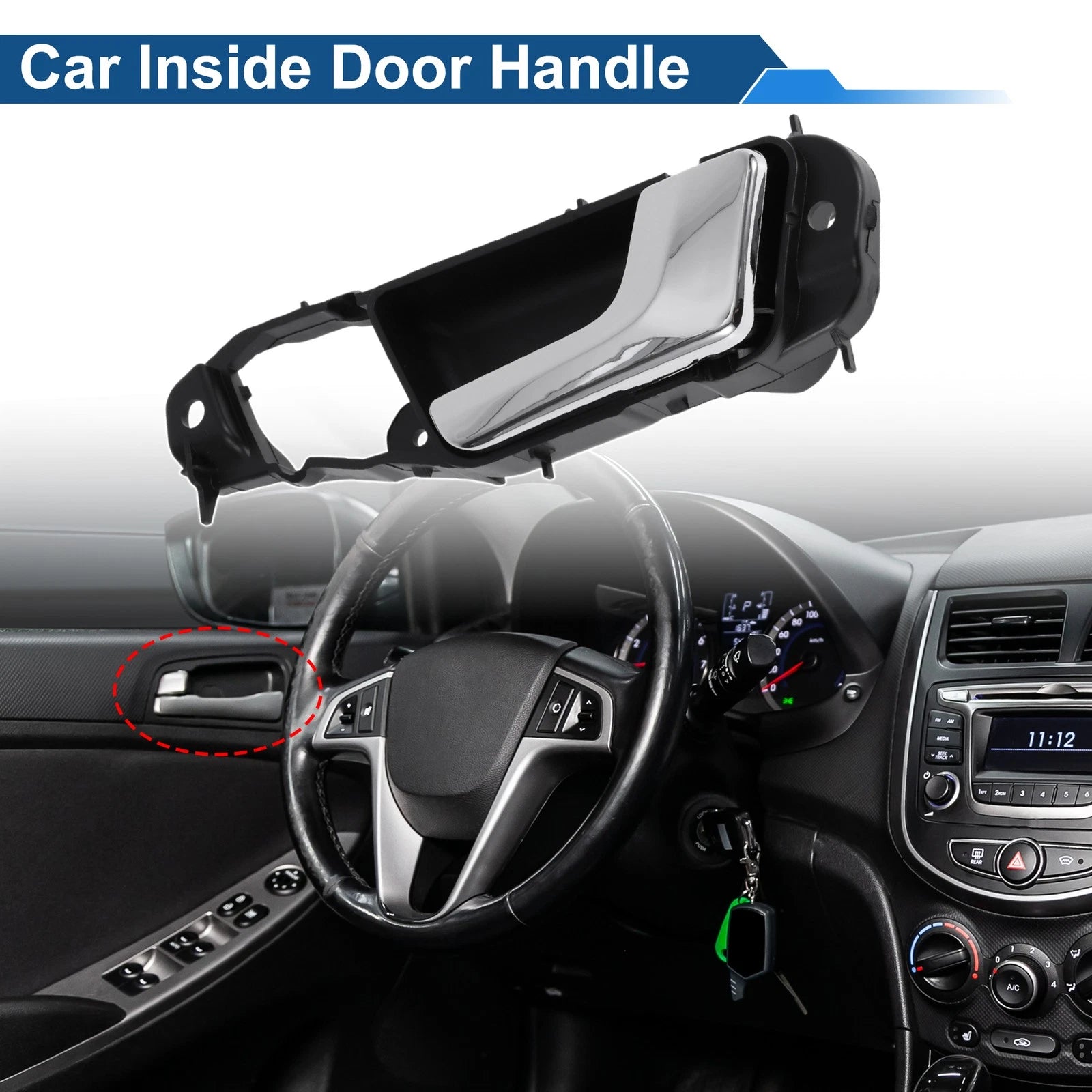 Front Driver Side Interior Door Handle for Buick Excelle (2008–2016) Black Chrome