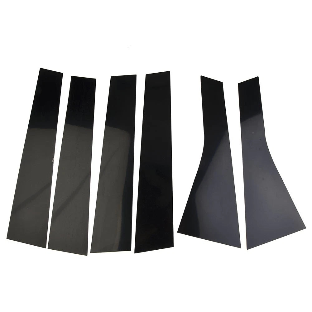 Set of 6 Post Side Trim Pillar Stickers for Black Polycarbonate