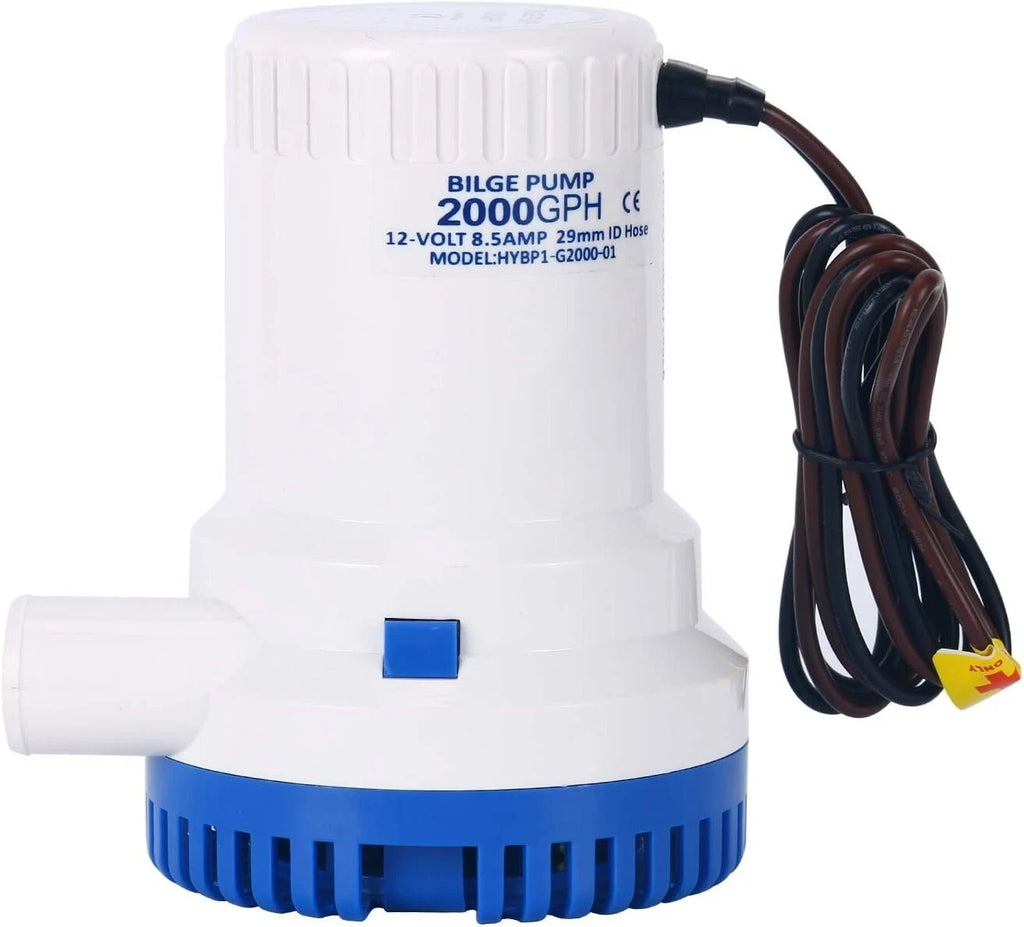 2000GPH 12V Electric Marine Bilge Pump for Boat (Fits 1/8" Hose)