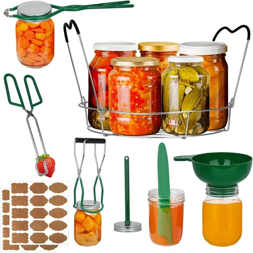 Set of 4 Kitchen Utensils with Non-Slip Jar Lifter for Canning Tools