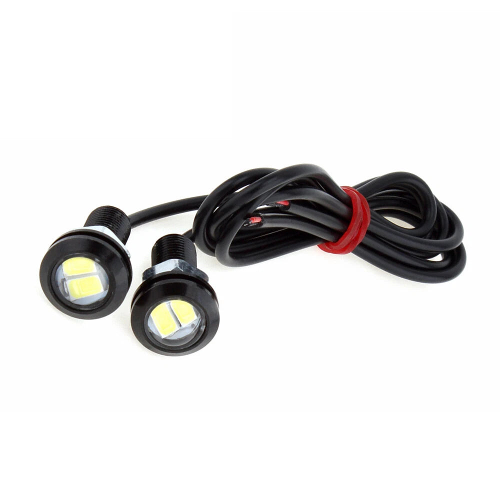 2X White Strobe Backup Lamps for Motorcycle (Mirror Mount)